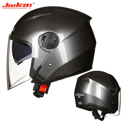 Black matte motorcycle half helmet with dual lense and chin strap, featured in the image. This versatile scooter helmet from the naiveniche brand offers both protection and style for your motorcycle or scooter riding needs.