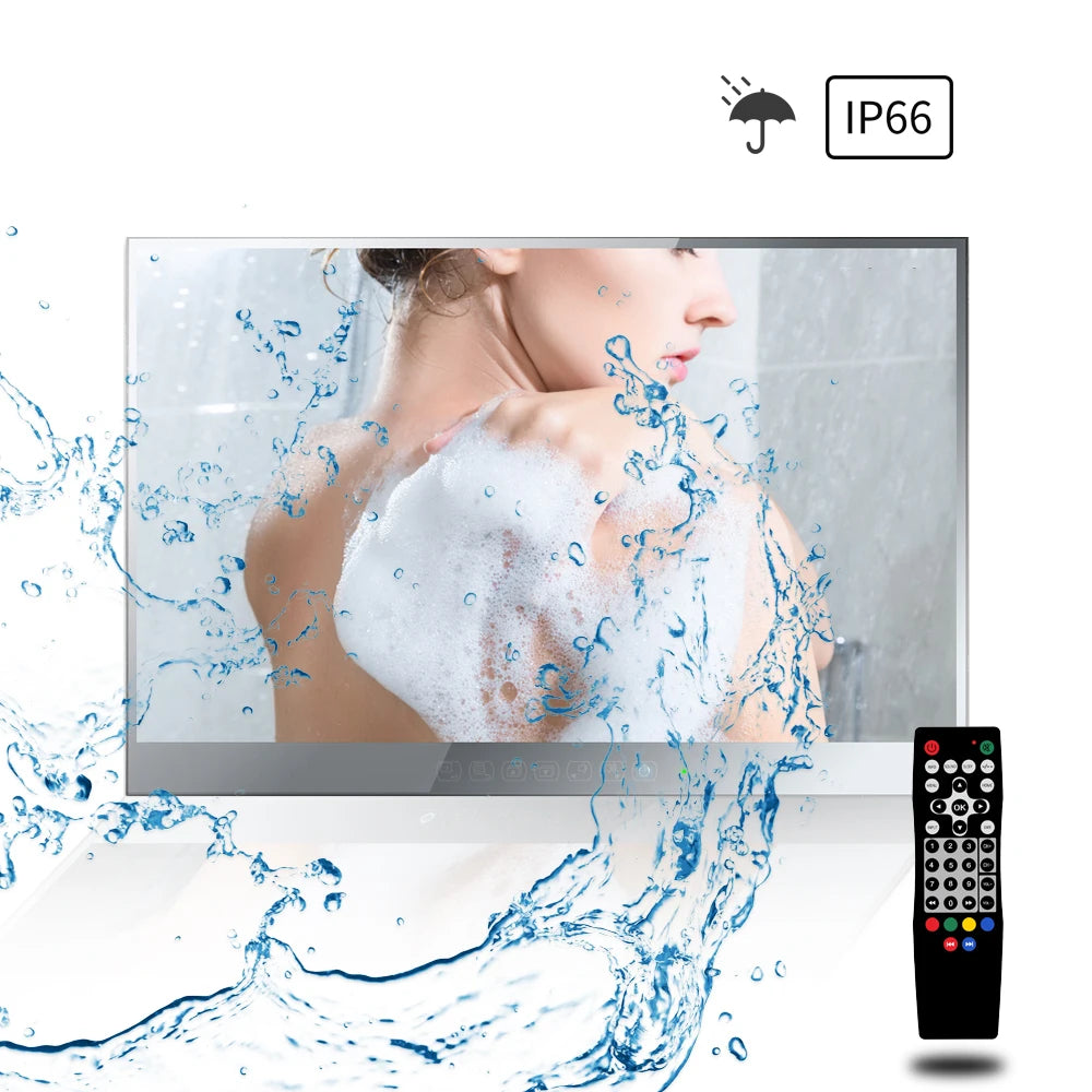 Soulaca New 22 inch Touch Mirror Waterproof TV is for European Style Bathroom Shower Embedded Bracket Android 9.0 Full HD WiFi - naiveniche