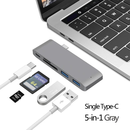 USB 3.1 Type-C hub with HDMI, USB, TF/SD card reader, and power delivery port for MacBook Air, Pro, and other Type-C laptops