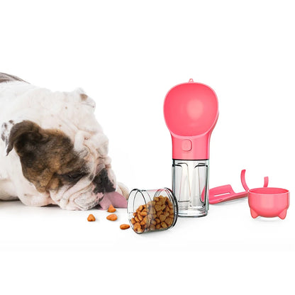 Portable Cat Dog Water Bottle Food Feeder Dispenser 3-in-1 Leak-Proof