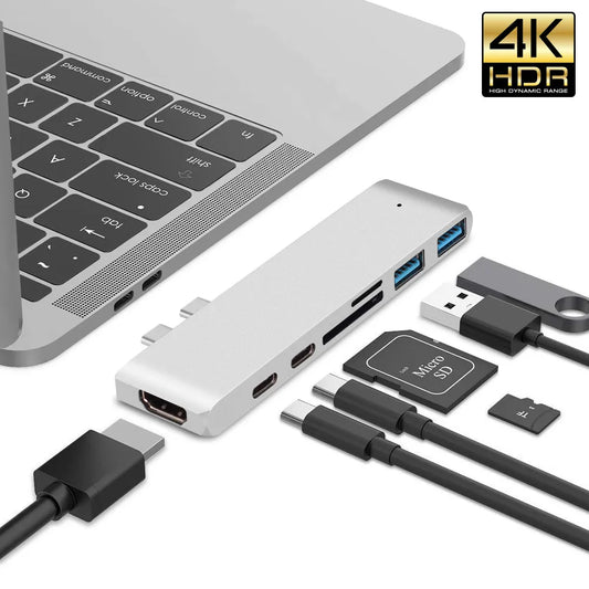 USB 3.1 Type-C Hub with HDMI Adapter, 4K Thunderbolt 3 Support, USB 3.0, TF/SD Card Reader for MacBook Air Pro M1/M2/M3 Chip