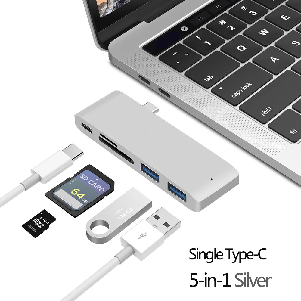 5-in-1 USB Type-C Hub with HDMI, USB 3.0, TF/SD Card Reader for MacBook Air Pro M1 and M2 Models