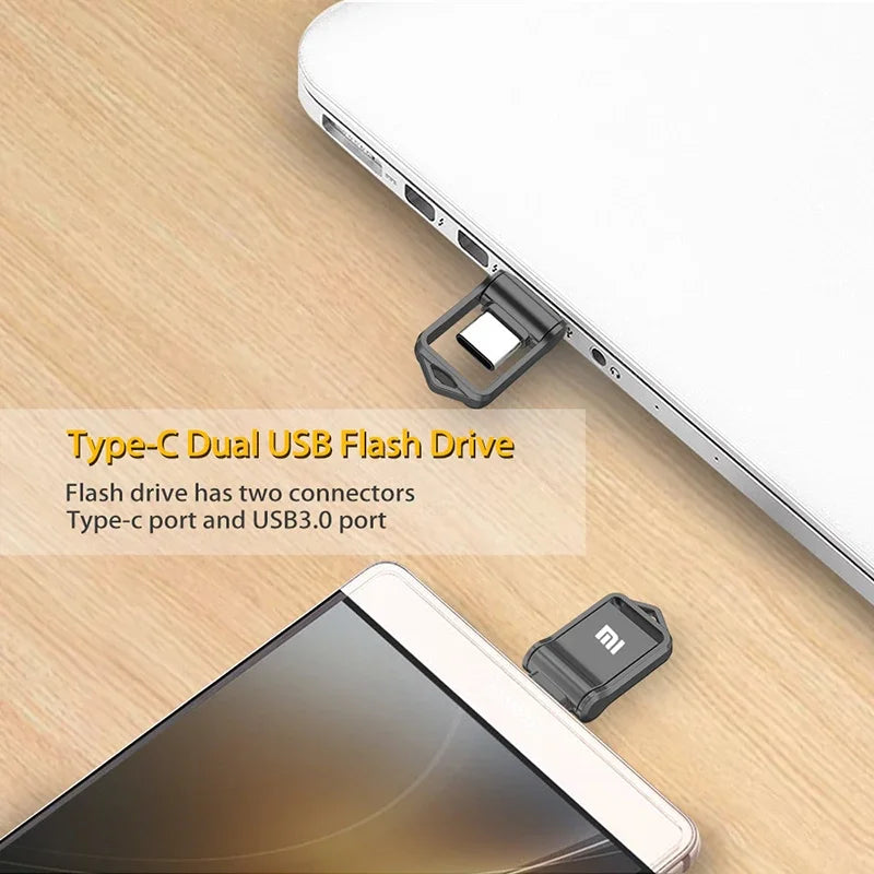 Xiaomi 2TB USB Flash Drive with Type-C and USB 3.0 Ports
This versatile flash drive features dual connectivity, with both a Type-C port and a USB 3.0 port, allowing seamless data transfer between smartphones, computers, and other devices.