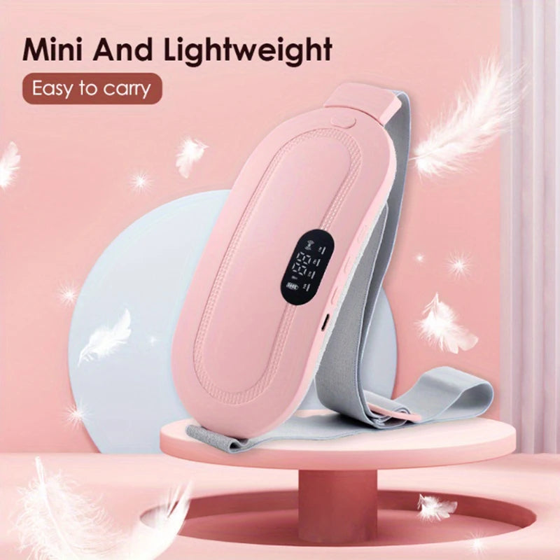 Portable electric menstrual heating pad with warm waist belt, period cramp massager, and dysmenorrhea relieving thermal massager.