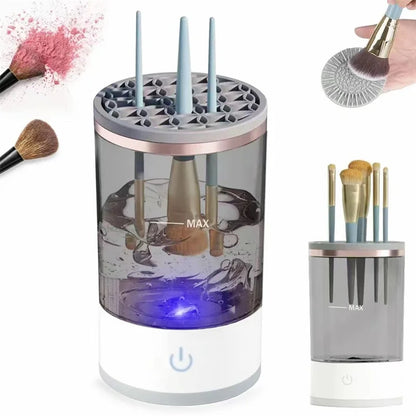 Portable Makeup Brush Cleaner
Efficient electric cosmetic brush cleaning tool with rotating brushes and drying function, for maintaining makeup brush hygiene.