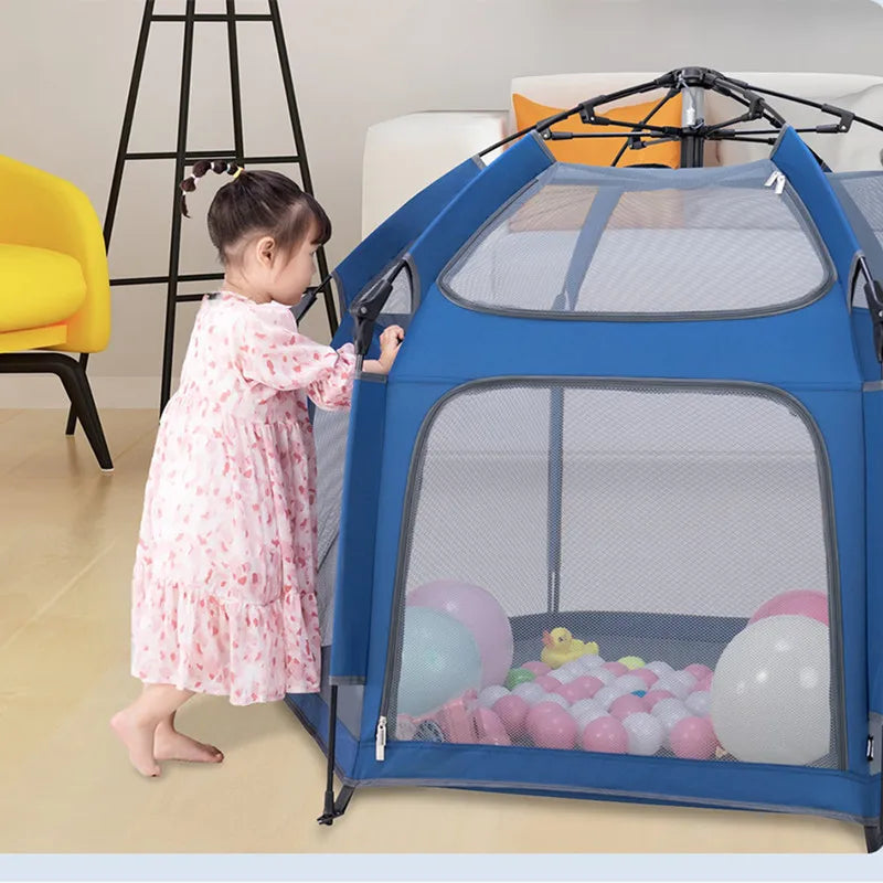 Children's Play Castle Game Protective Fence Portable Folding Free Installation Tent Automatic Spring Outing - naiveniche