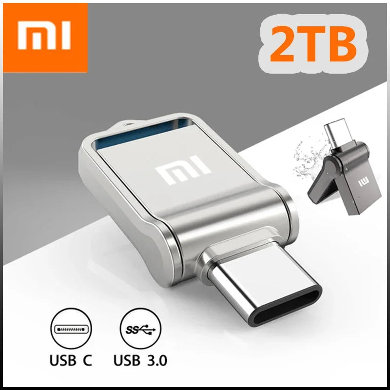 Xiaomi 2TB USB Flash Drive with Dual USB-C and USB 3.0 Interfaces, Portable High-Speed Data Storage for Mobile Phones and Computers
