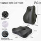 Ergonomic office chair cushion and back support with memory foam core and mesh lining for comfortable and customized seating experience.