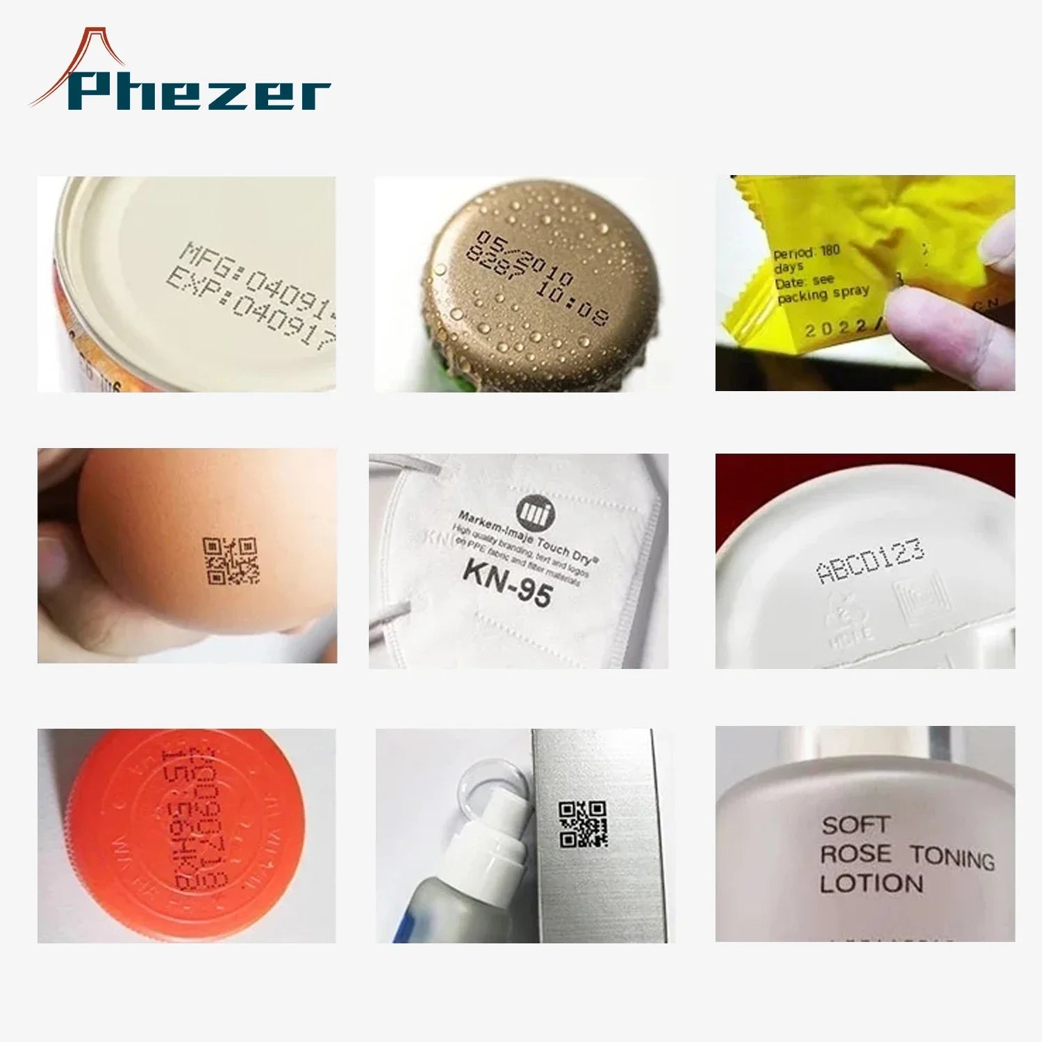 Phezer P17 Handheld Inkjet Printer Date Number Expiry Date Logo QR Bar Batch Code Expiry Date 12.7mm Label Printer 28 Languages - naiveniche