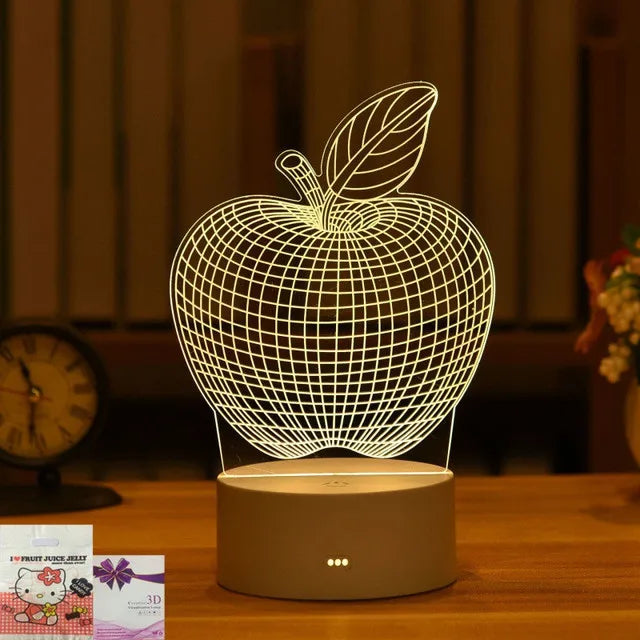 3D Wireframe Apple Lamp - Unique Glowing Desk Decor for Home or Office