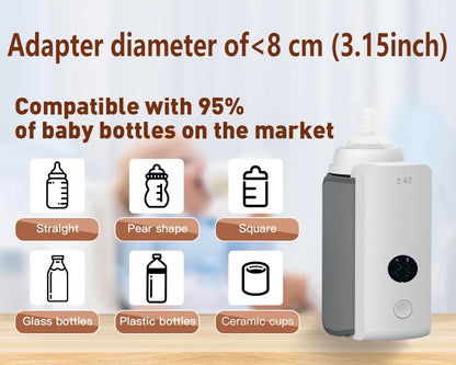 Rechargeable Bottle Warmer 6 Levels Adjustment Temperature Display Breast Milk Feeding Accessories Portable Baby Bottle Heater