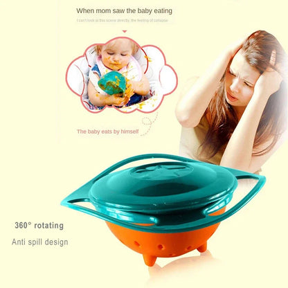 360 Rotate Spill Proof Feeding Dishes Baby Training Rotary Balance Toy Universal Gyro Bowl Children Rotary Balance Novelty Gyro - naiveniche