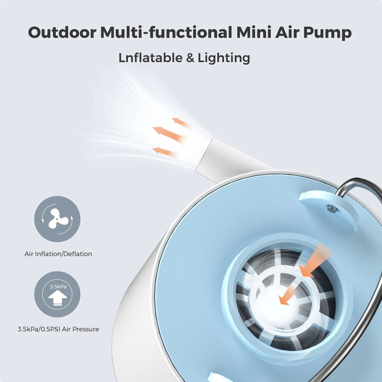 Outdoor Multi-functional Mini Air Pump: Compact, inflatable, and with lighting features, this versatile pump is perfect for various outdoor activities.