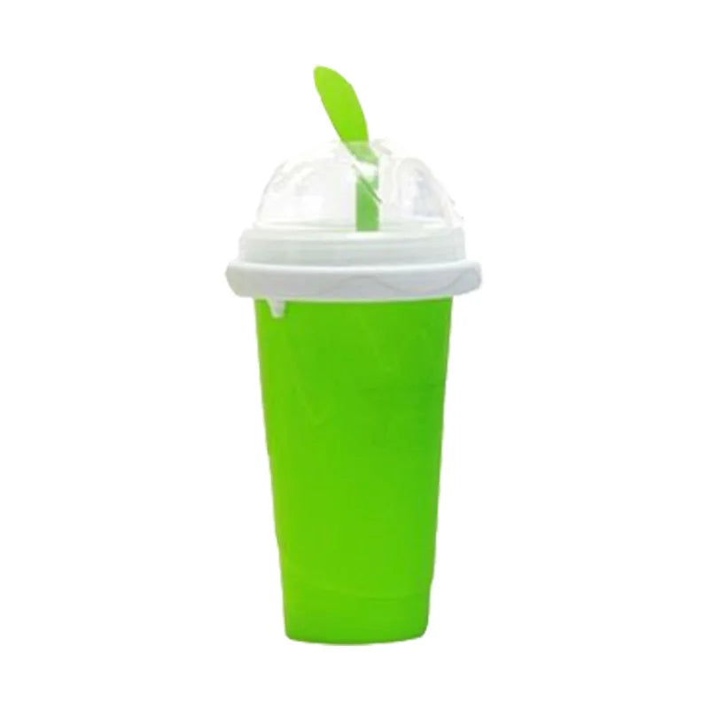 Green Slushy Maker Cup with Spinning Stirrer for Quick-Frozen Ice Cream at Home