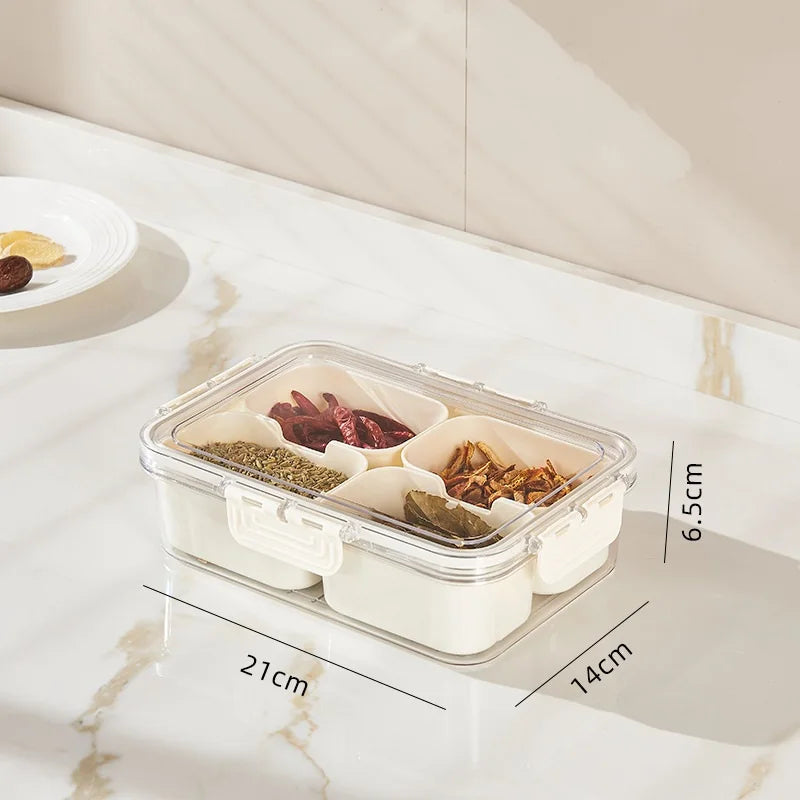 Divided Storage Tray with Compartments for Snacks, Fruits, and Kitchen Organization