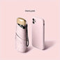 Compact, lightweight cherry pink umbrella and sleek, minimalist white smartphone case against a soft pink background.