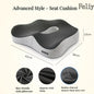 Ergonomic memory foam office chair cushion with coccyx support, magnetic cloth lining, and bamboo charcoal memory foam core for optimal comfort and posture.