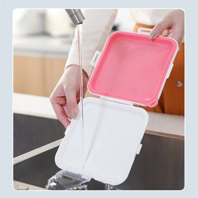 Portable Silicone Microwave Sandwich Storage Box Tuppers Food Bento School Breakfast Lunch Boxes Reusable Toast Container Case - naiveniche