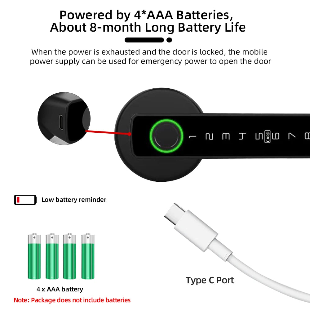 RAYKUBE M5 Tuya BLE Fingerprint Door Lock Digital Electronic Lock with Password/Key/IC Card/ Smartlife/ Tuya APP Unlock - naiveniche