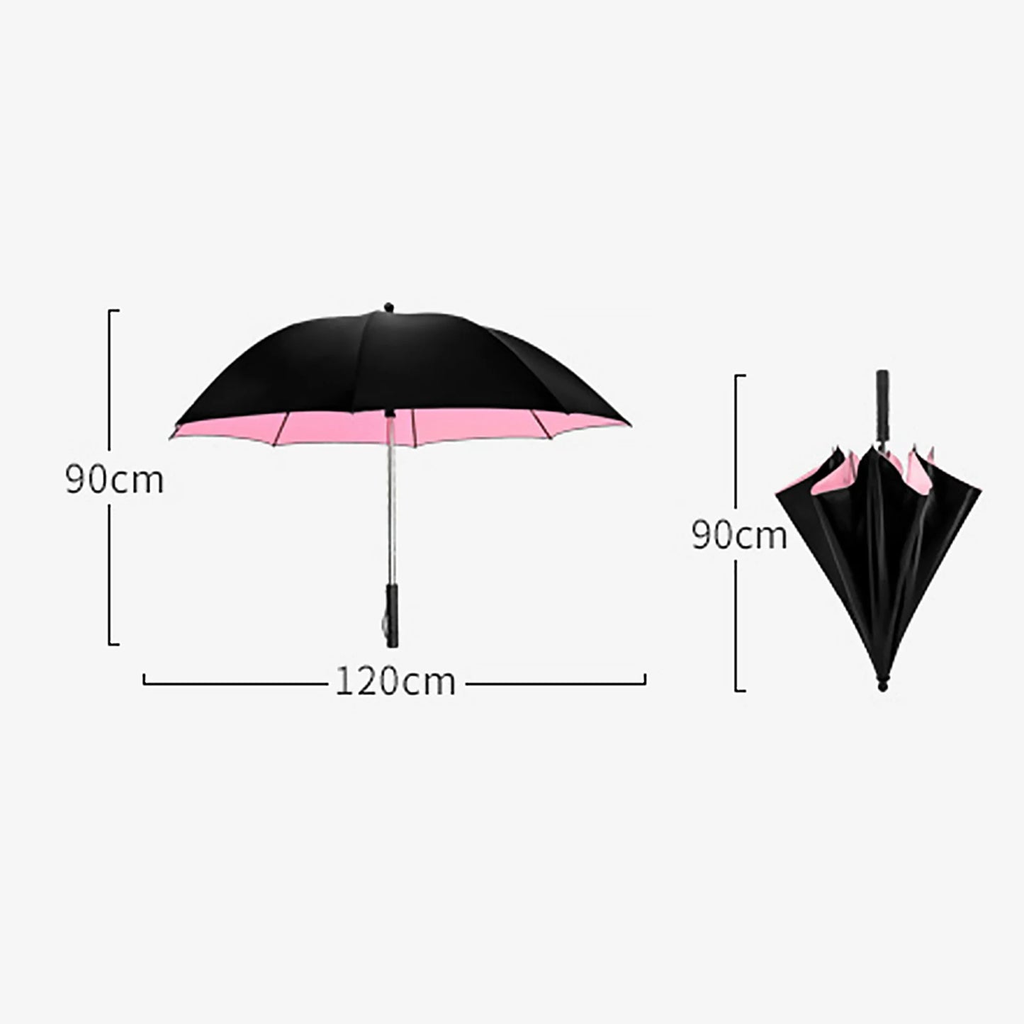 Portable umbrella with fan and safety isolation mesh, rechargeable battery, and wind-resistant design for outdoor use.