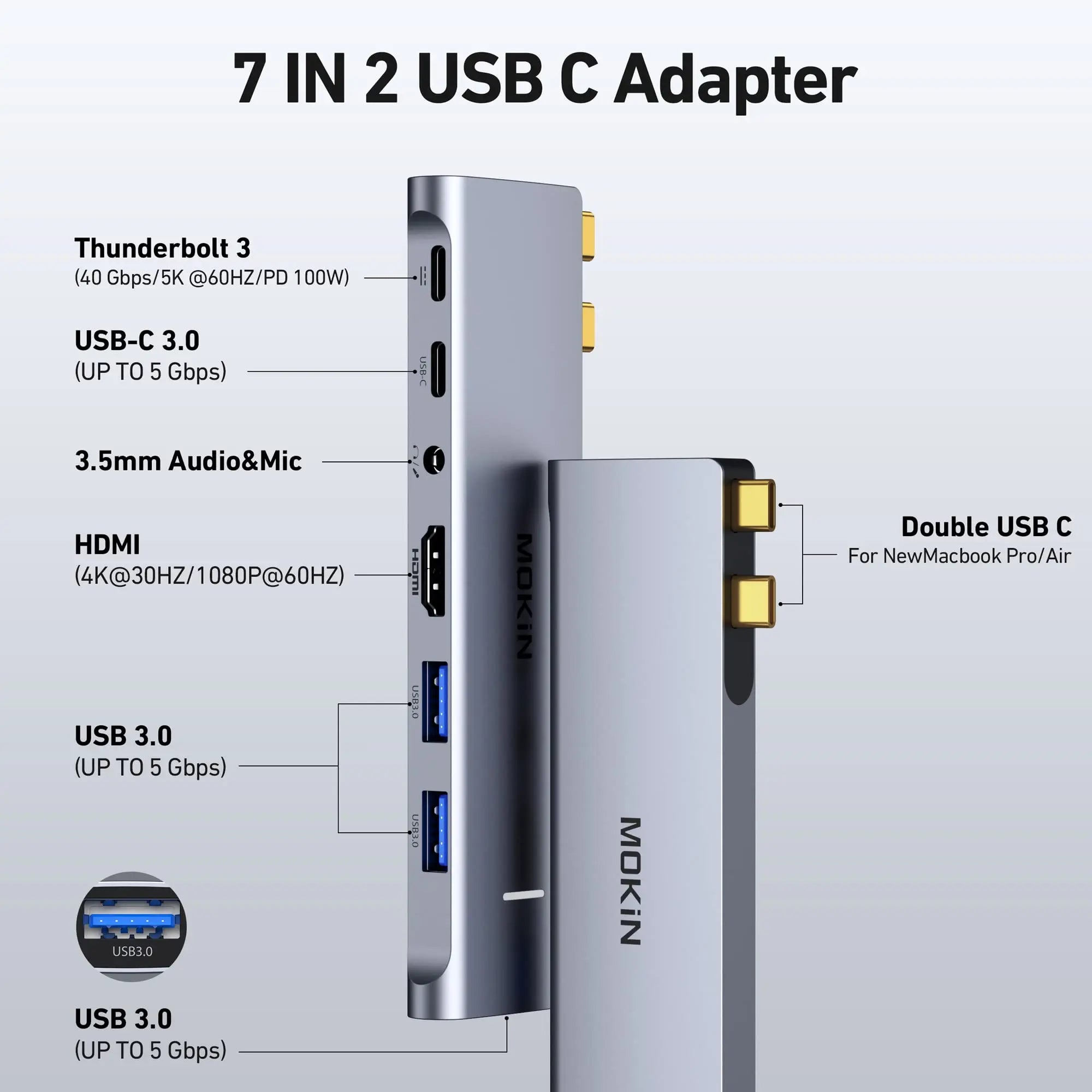 MacBook Pro Adapter,USB C Adapter for MacBook Pro/Air M1M2 2022 2021 2020 13