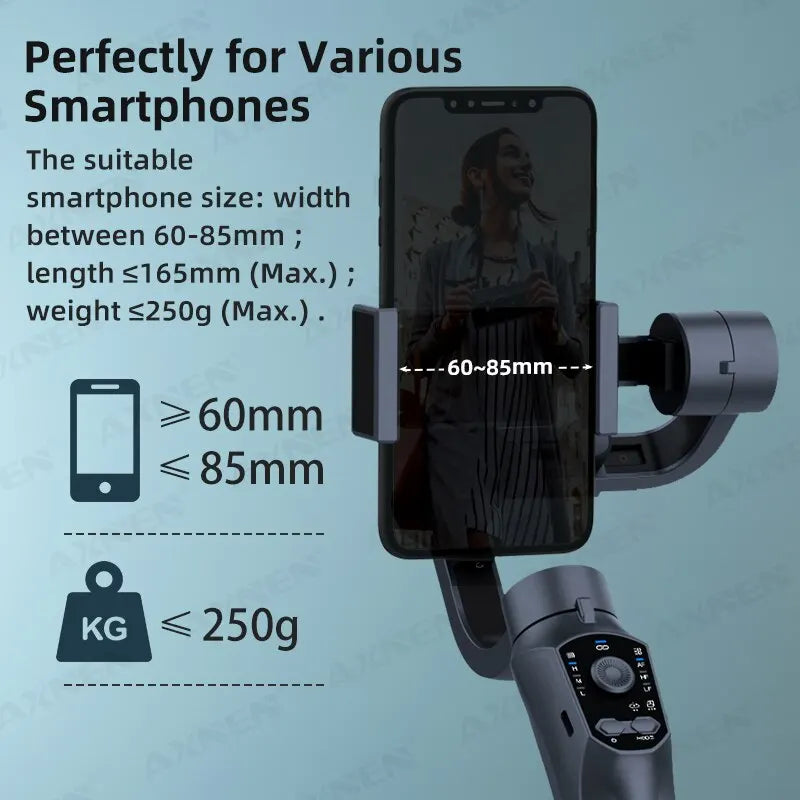 F10 3-Axis Handheld Gimbal Smartphone Stabilizer Cellphone Selfie Stick for Android iPhone Phone Vlog Anti Shake Video Recording - naiveniche