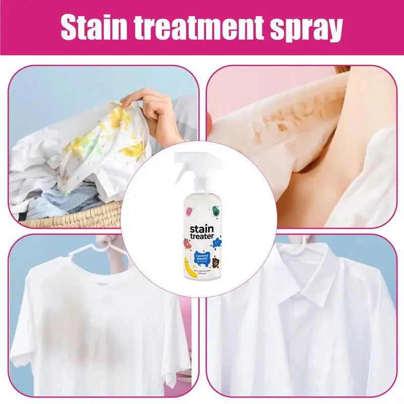 Versatile stain remover spray for fabrics - removes food, pet, and wax stains from clothes, upholstery, and more. Portable bottle for convenient spot cleaning.