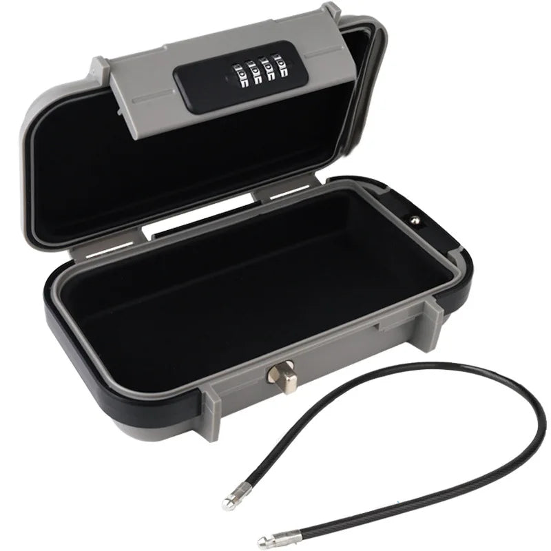 Portable Safe Box Travel Safe Box with Large Capacity, Security Lock, and Removable Cable Handle