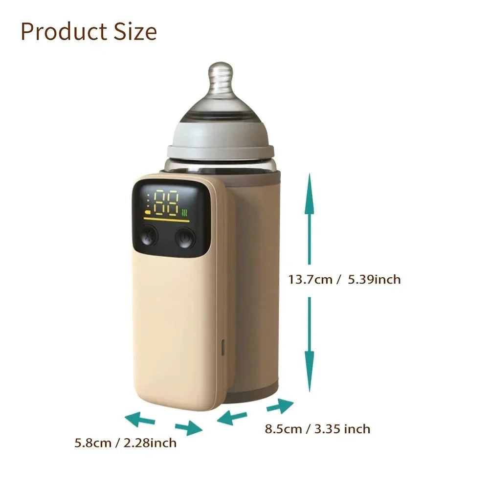 Rechargeable Bottle Warmer 6 Levels Adjustment Temperature Display Breast Milk Feeding Accessories Portable Baby Bottle Heater