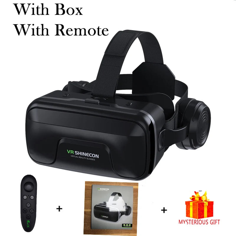 VR Glasses virtual reality headset with remote control, 3D lenses, and smart goggles for smartphone use and mobile gaming accessory