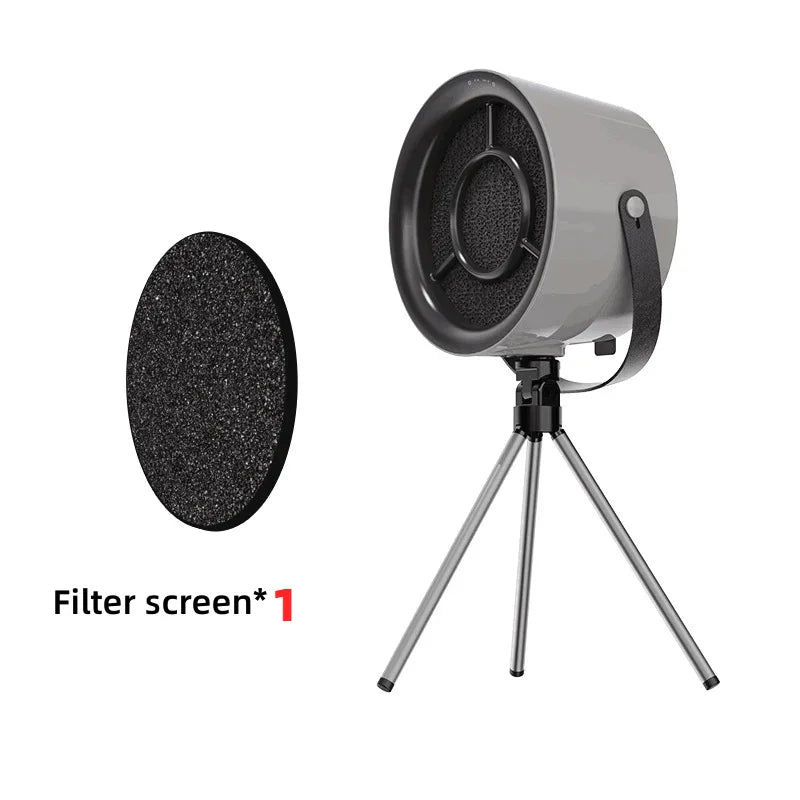Portable USB-powered kitchen exhaust fan with adjustable tripod mount and removable filter screen
