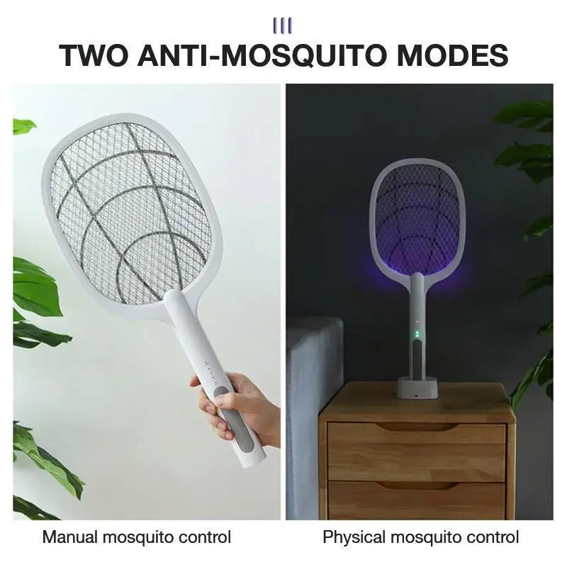 Powerful Dual Electric Racket Mosquito Zapper - Two anti-mosquito modes in one handheld device for effective pest control.