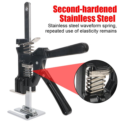 Tile Height Adjuster Elevator Tool: Multifunction labor-saving arm jack for lifting and aligning drywall panels and door panels, featuring a sturdy stainless steel design for repeated use.