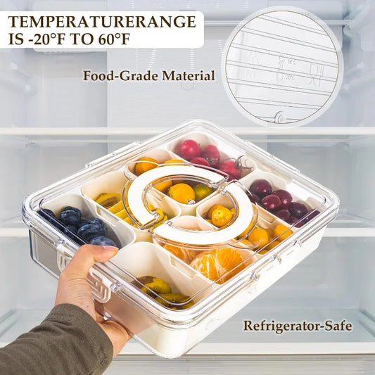 8 Grids Divided Serving Tray Storage Box Kitchen Portable Sub-format Seasoning Separator Box Fresh-keeping Snack Fruits Food Box