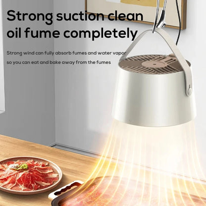 Portable kitchen exhaust fan: Compact suction cleaner for oil fumes, absorbs vapors to enjoy cooking without the mess.