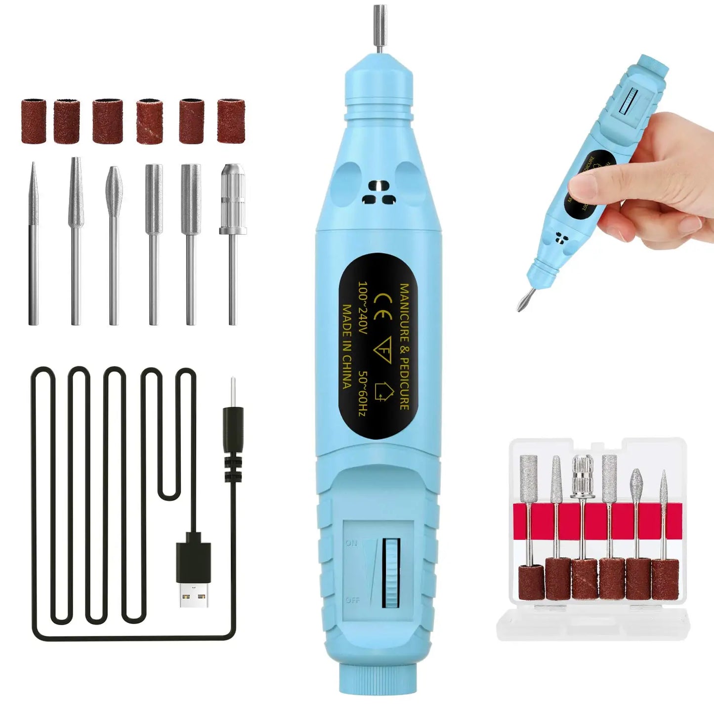 1 Set Professional Electric Nail Drill Machine Manicure Milling Cutter Nail Art File Grinder Grooming Kits Nail Polish Remover - naiveniche