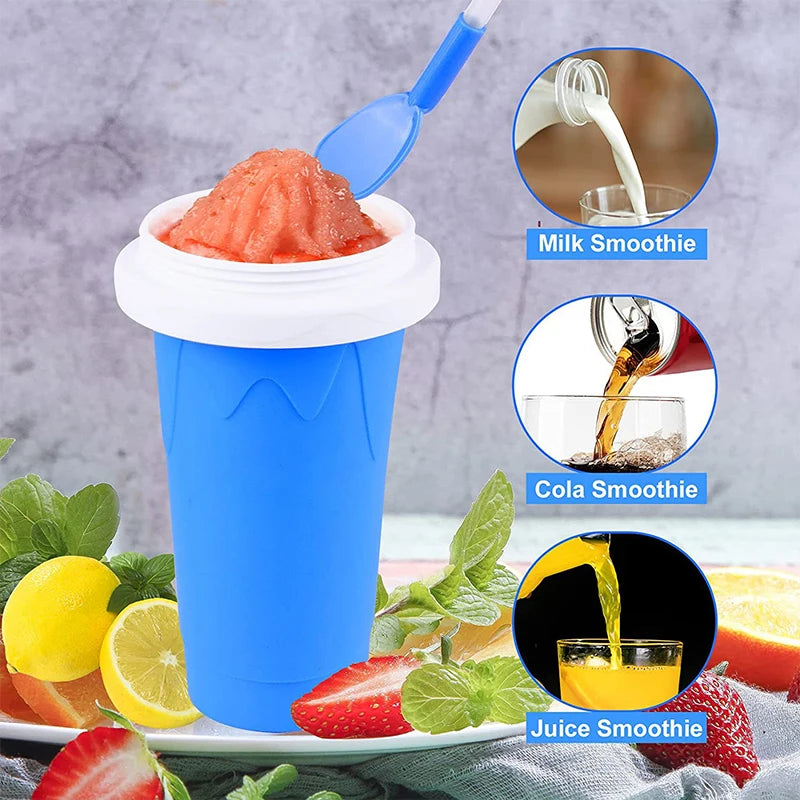 DIY Slushy Maker Cup with Silicone Mug and Freezing Accessories for Quick Homemade Cold Drinks