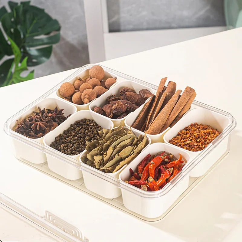 Versatile 8-Grid Serving Tray: Organized Storage for Kitchen Spices, Snacks, and More