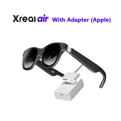 Sleek AR glasses with Apple adapter, large 130-inch screen, and 1080p HD display for immersive mobile viewing experience.