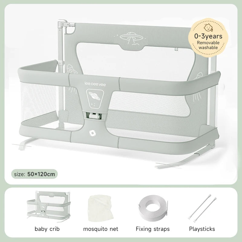 Sleek and Secure Baby Crib: Adjustable Guardrail, Mosquito Net for Peaceful Sleep