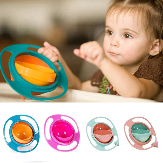 360 Rotate Spill Proof Feeding Dishes Baby Training Rotary Balance Toy Universal Gyro Bowl Children Rotary Balance Novelty Gyro - naiveniche