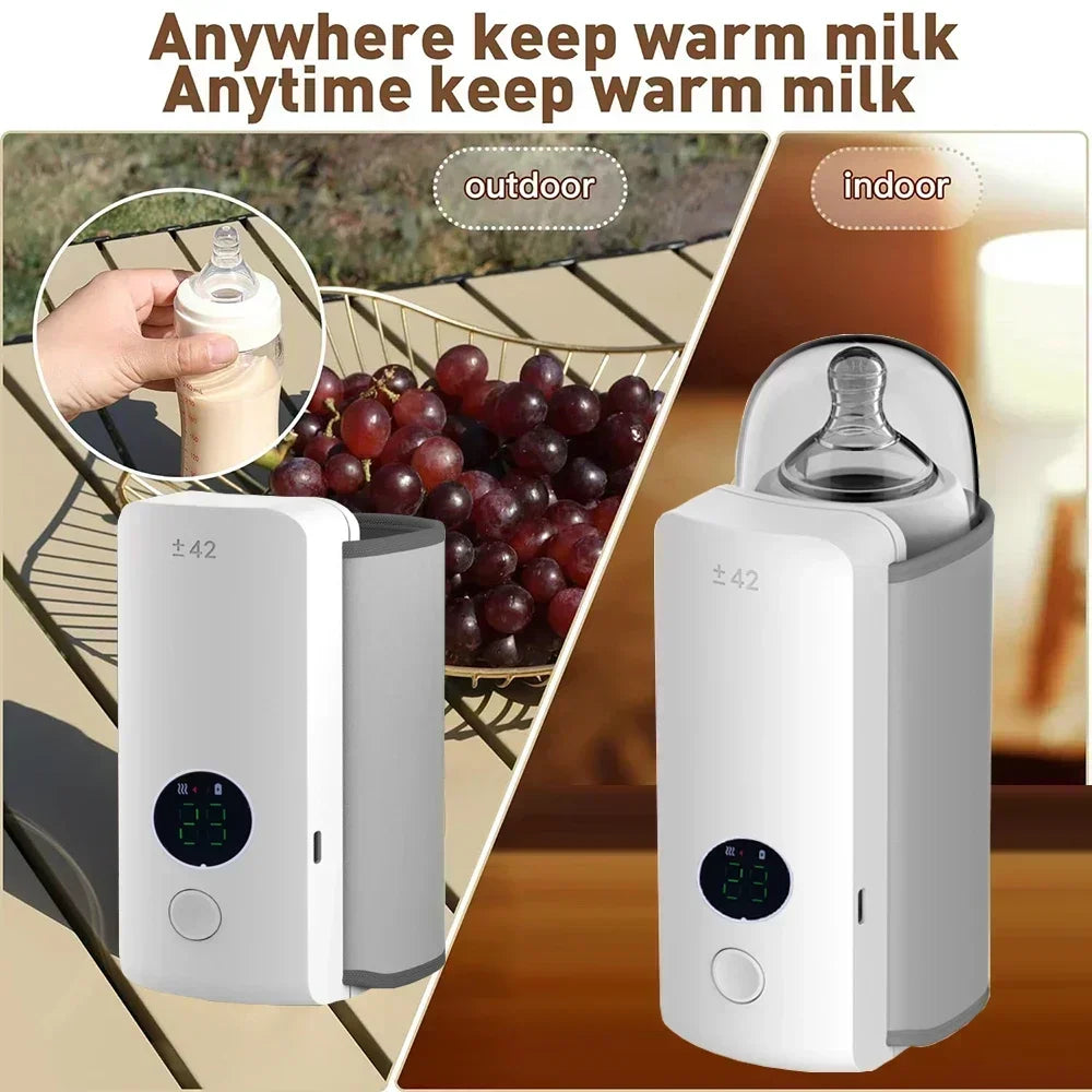 Rechargeable Bottle Warmer 6 Levels Adjustment Temperature Display Breast Milk Feeding Accessories Portable Baby Bottle Heater