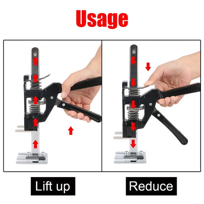 Tile height adjuster elevator tool: multifunction, labor-saving arm jack for lifting and adjusting door panels, drywall, and more. Versatile hand tool with lift and reduce functionality.