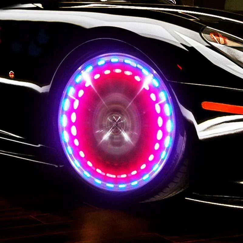 Vibrant Car Wheel LED Lights: Decorative Tire Valve Caps with Neon Glow