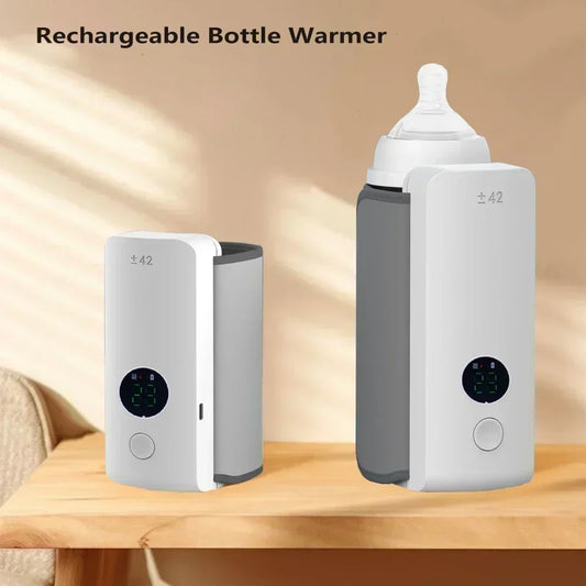 Rechargeable Bottle Warmer 6 Levels Adjustment Temperature Display Breast Milk Feeding Accessories Portable Baby Bottle Heater