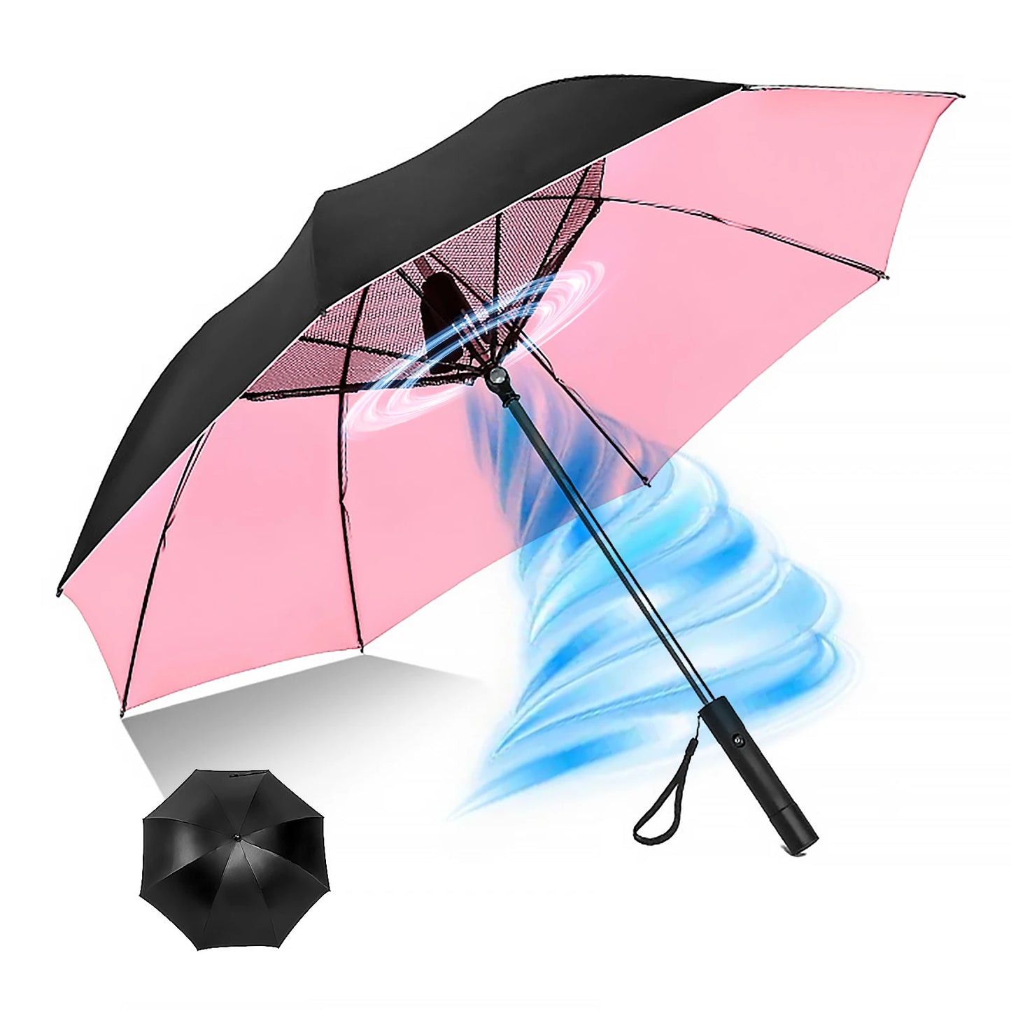 Portable Umbrella with Fan, UV-blocking, Wind-Resistant Design, USB-Rechargeable Battery