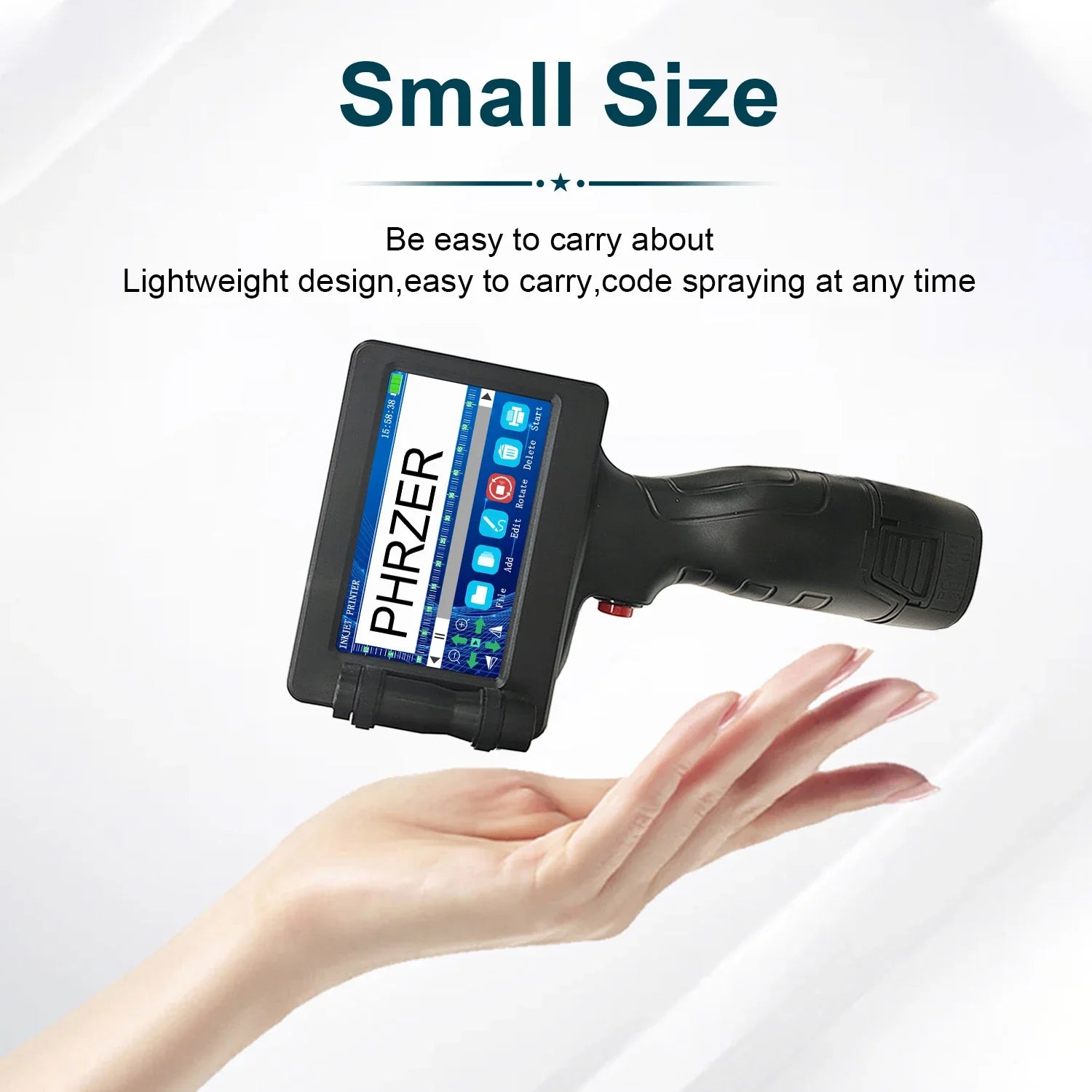 Phezer P17 Handheld Inkjet Printer Date Number Expiry Date Logo QR Bar Batch Code Expiry Date 12.7mm Label Printer 28 Languages - naiveniche