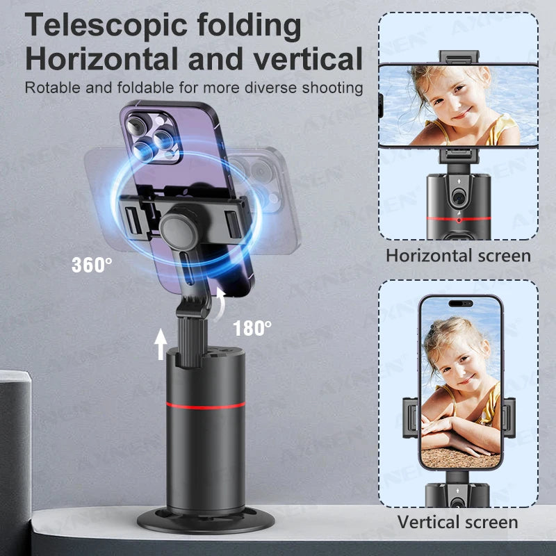 P02 360 Rotation Gimbal Stabilizer, Follow-up Selfie Desktop Face Tracking Gimbal for Tiktok Smartphone Live,with Remote Shutter - naiveniche