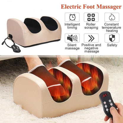 Electric Foot Leg Massager Shiatsu Therapy Calf Relaxation Health Care Infrared Heating Kneading Roller Deep Relieve Foot Pain - naiveniche