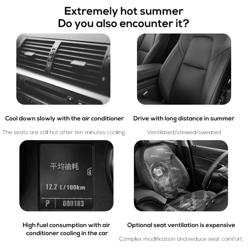 Car Headrest Cooling Air Fan - 3 Speeds, Adjustable, Summer Car Accessory